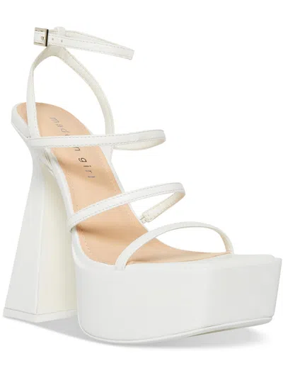 Madden Girl Strenght Womens Faux Leather Strappy Platform Heels In White