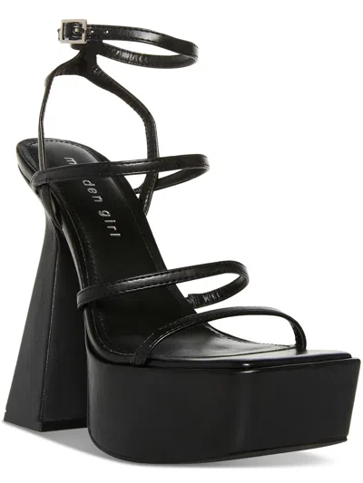 Madden Girl Strength Womens Faux Leather Ankle Strap Platform Sandals In Black