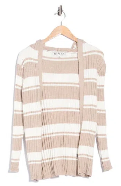 Madden Girl Striped Open Front Cardigan In Pink