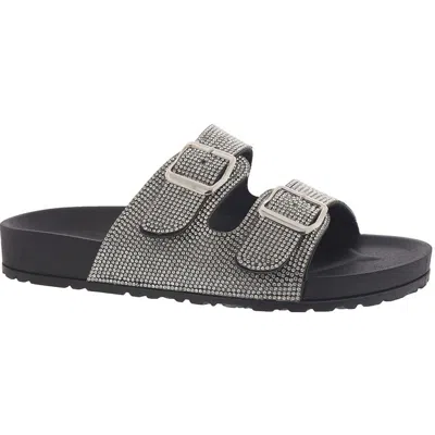 Madden Girl Teddy Womens Rhinestone Slip-on Slide Sandals In Black