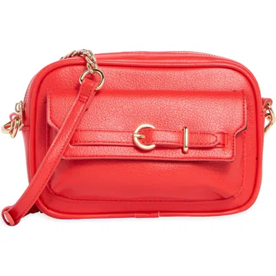 Madden Girl Textured Faux Leather Camera Bag In Red