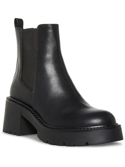 Madden Girl Tianna Womens Leather Round Toe Chelsea Boots In Black