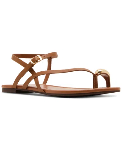 Madden Girl Treasure Strappy Embellished Flat Sandals In Cognac