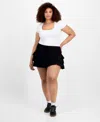 Madden Girl Trendy Plus Size Cotton Ruffled Mini Skort