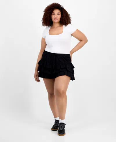 Madden Girl Trendy Plus Size Cotton Ruffled Mini Skort