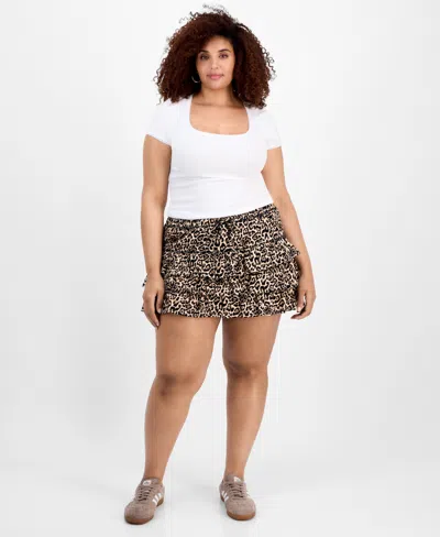 Madden Girl Trendy Plus Size Cotton Ruffled Mini Skort