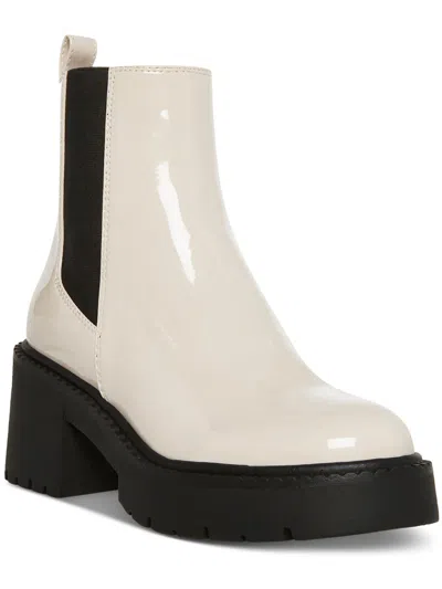 Madden Girl Trust Lug-sole Chelsea Booties In Bone Patent