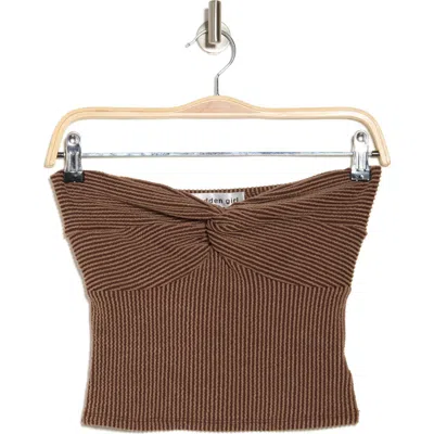 Madden Girl Twist Bust Pucker Rib Tube Top In Brown