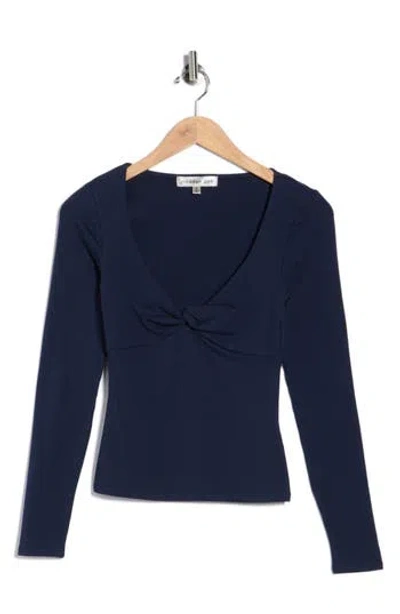 Madden Girl Twist Front Long Sleeve Top In Blue