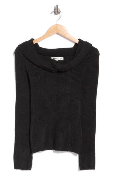 Madden Girl Twisted Front Off The Shoulder Sweater In Black