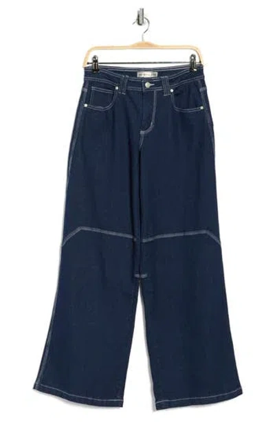 Madden Girl Utility Wide Leg Jeans In Blue