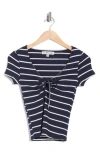 Madden Girl V-neck Front Keyhole Top In Blue