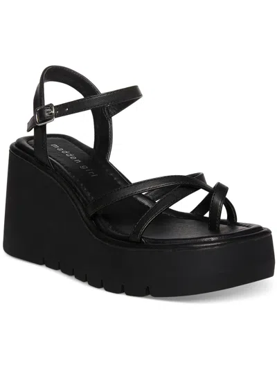 Madden Girl Vault Womens Faux Leather Wedge Sandals In Black