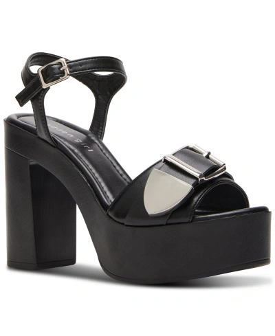 Madden Girl Viv Buckled Block-heel Platform Sandals In Black