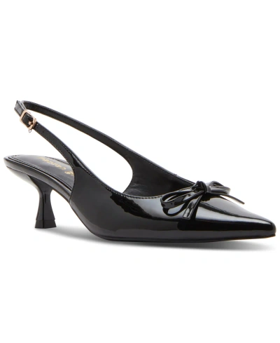 Madden Girl Vogue Bow Slingback Kitten-heel Pumps In Black Patent