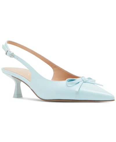 Madden Girl Vogue Bow Slingback Kitten-heel Pumps In Ice Blue Patent