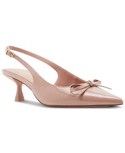 Madden Girl Vogue Bow Slingback Kitten-heel Pumps In Nude Patent