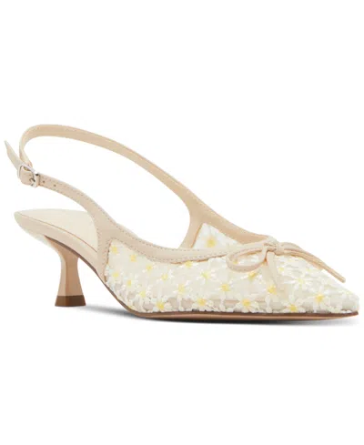 Madden Girl Vogue-m Kitten-heel Slingback Bow Pumps In Daisy Mesh