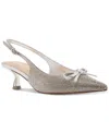Madden Girl Vogue-r Bow Slingback Kitten-heel Pumps In Silver Rhinestone