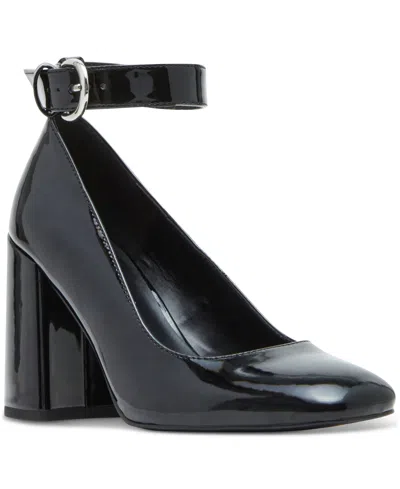 Madden Girl Whishing Ankle-strap Two-piece Pumps In Black Patent