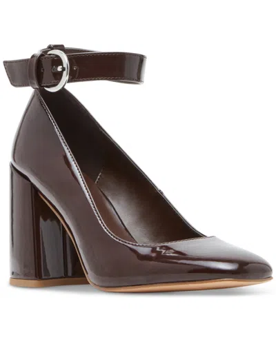 Madden Girl Whishing Ankle-strap Two-piece Pumps In Chocolate Patent