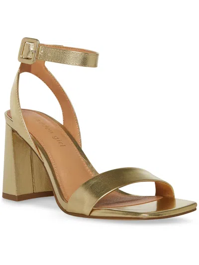 Madden Girl Winnii Womens Patent Ankle Strap Dress Sandals In Gold