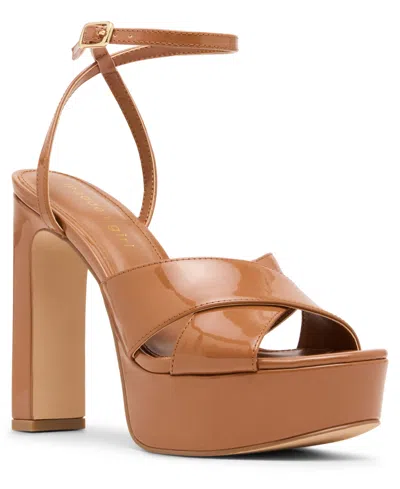 Madden Girl Women's Amber Round Toe Platform Dress Sandals In Brown