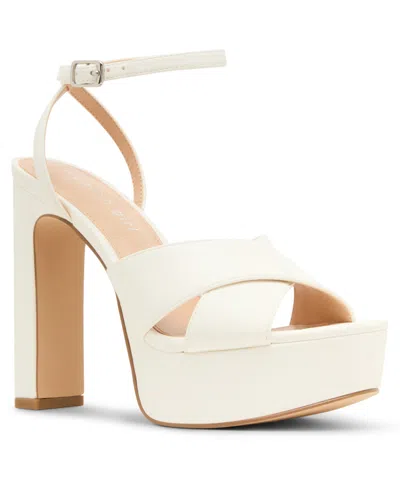 Madden Girl Women's Amber Round Toe Platform Dress Sandals In White