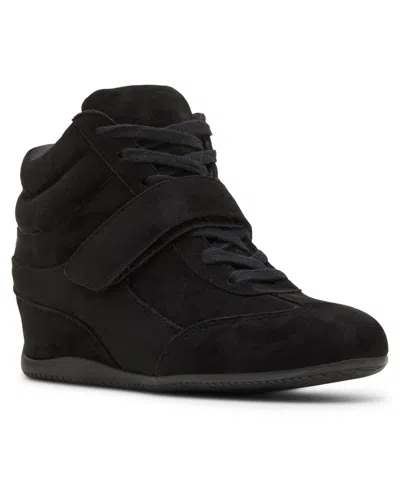 Madden Girl Women's Bowiee Lace-up Wedge Sneakers In Black