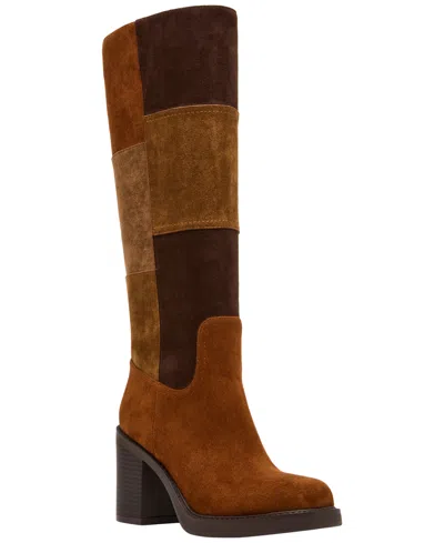 Madden Girl Women's Charity Platform Patch Tall Block Heel Boots In Multi