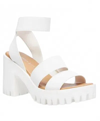 Madden Girl Women's Elastic Lug Sole Ankle Strap Sandals In White In Animal Print