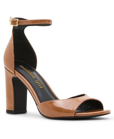 Madden Girl Women's Gloww Two-piece Block Heel Dress Sandals In Brown