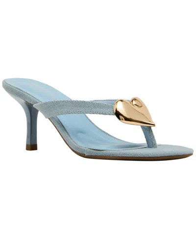 Madden Girl Women's Heartbeat Embellished High-heel Thong Sandals In Blue