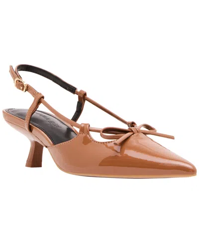 Madden Girl Women's Kaia Slingback Bow Kitten Heel Pumps In Caramel Patent