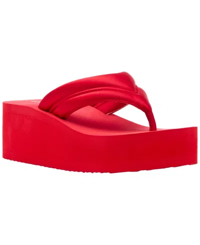 Madden Girl Women's Karson Platform Wedge Sandals In Red