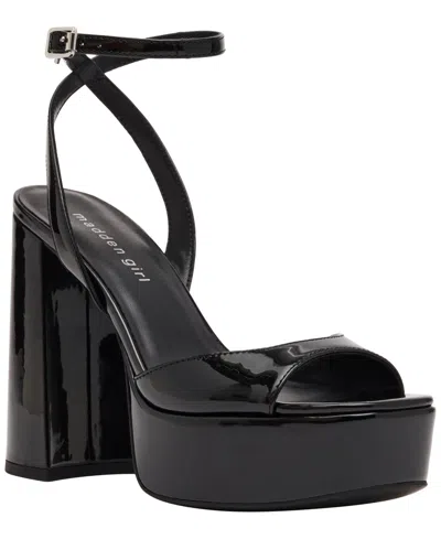 Madden Girl Women's Kiss Two Piece Block Heel Platform Dress Sandals In Black