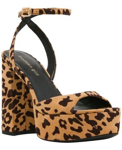Madden Girl Women's Kiss Two Piece Block Heel Platform Dress Sandals In Animal Print