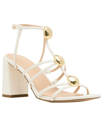 Madden Girl Women's Layla Embellished Strappy Block Heel Sandals In White