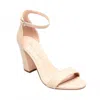 Madden Girl Women's Leather Open Toe Ankle Strap Block Heels In Tan In Neutral