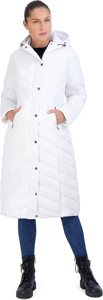 Pre-owned Madden Girl Women's Long Maxi Puffer In White