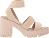 Madden Girl Women's Lug Sole Ankle Strap Slip On Heeled Sandal In Sand Fabric In Multi