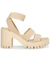 Madden Girl Women's Lug Sole Ankle Strap Slip On Heeled Sandal In Sand Fabric In Neutral