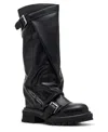 Madden Girl Womens Restore Knee High Slouchy Lug Sole Moto Boots Regular Wide Calf In Black