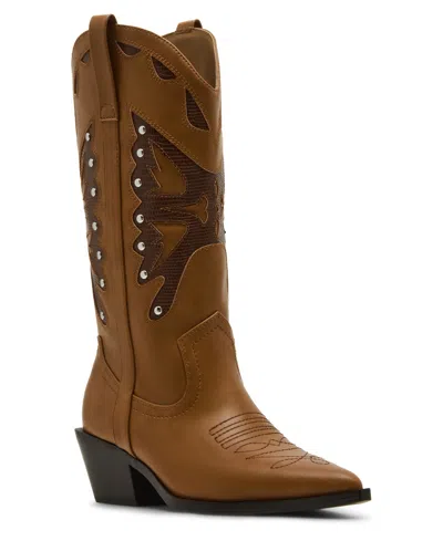 Madden Girl Women's Saloonn Novelty Cowboy Boots In Brown