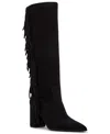 Madden Girl Women's Shakke Knee-high Fringe Dress Boots In Black