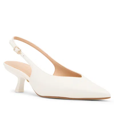 Madden Girl Women's Slingback Kitten-heel Pumps In White