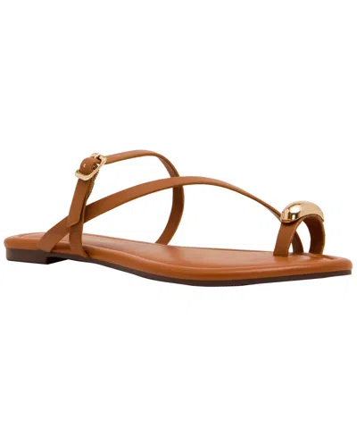 Madden Girl Women's Tune Embellished Strappy Slide Sandals In Brown