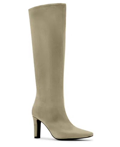 Madden Girl Women's Voyage Knee High Square Toe Dress Boots In Gray
