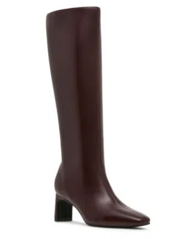 Madden Girl Womens Admyre Stovepipe Blade Heel Tall Dress Boots Regular Wide Calf In Burgundy