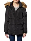 MADDEN GIRL WOMENS FAUX FUR QUILTED PUFFER COAT